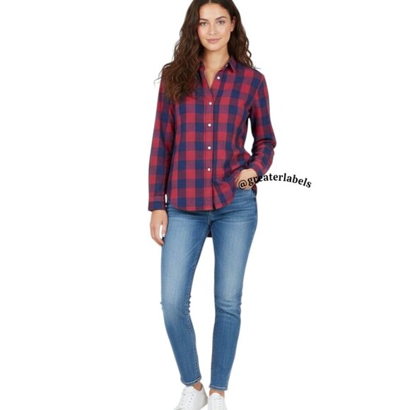 Frank & Eileen 'Frank' Buffalo Plaid Cotton Shirt $248 Red and Navy Size XL - Picture 9 of 10